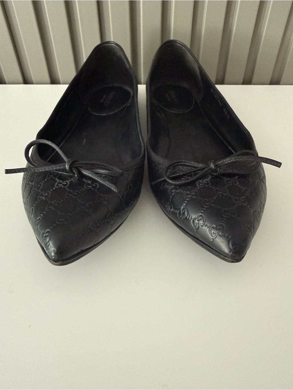 Black Gucci Microguccissima Flats Authentic